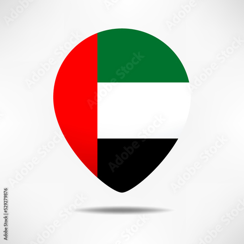 Free Download United Arab Emirates map pointers flag with shadow. Pin flag - GFXLoad