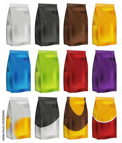 Set of bags package concept vector template container supplies