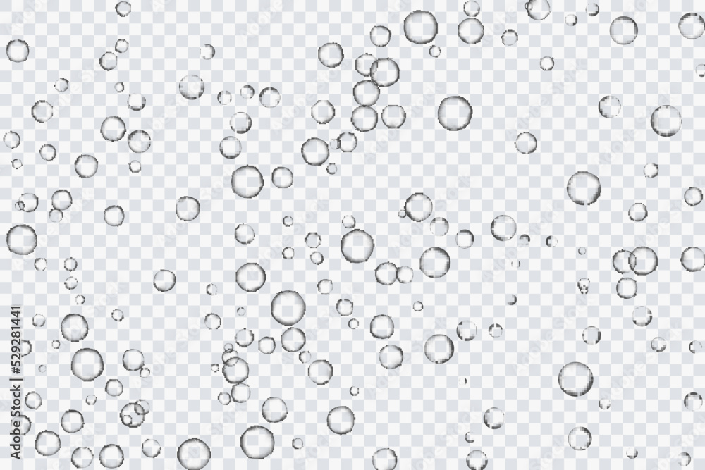 Air bubbles, oxygen, champagne crystal clear, isolated on a transparent background of modern design. Vector illustration of EPS 10. Air bubbles, oxygen, champagne crystal clear, isolated on a transparent background of modern design. Vector illustration of EPS 10.