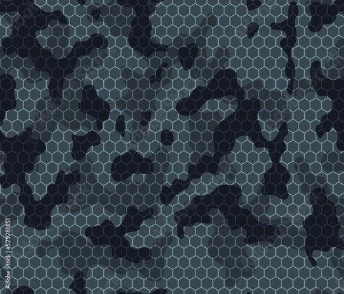 Obraz na plátně Blue pixel camouflage background, military disguise texture, digital template