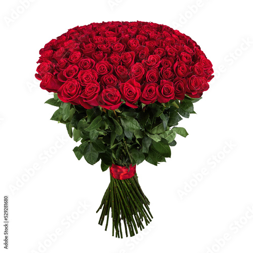 Fototapeta Naklejka Na Ścianę i Meble -  Red rose. Isolated large bouquet of 101 red rose on a transparent background in PNG format