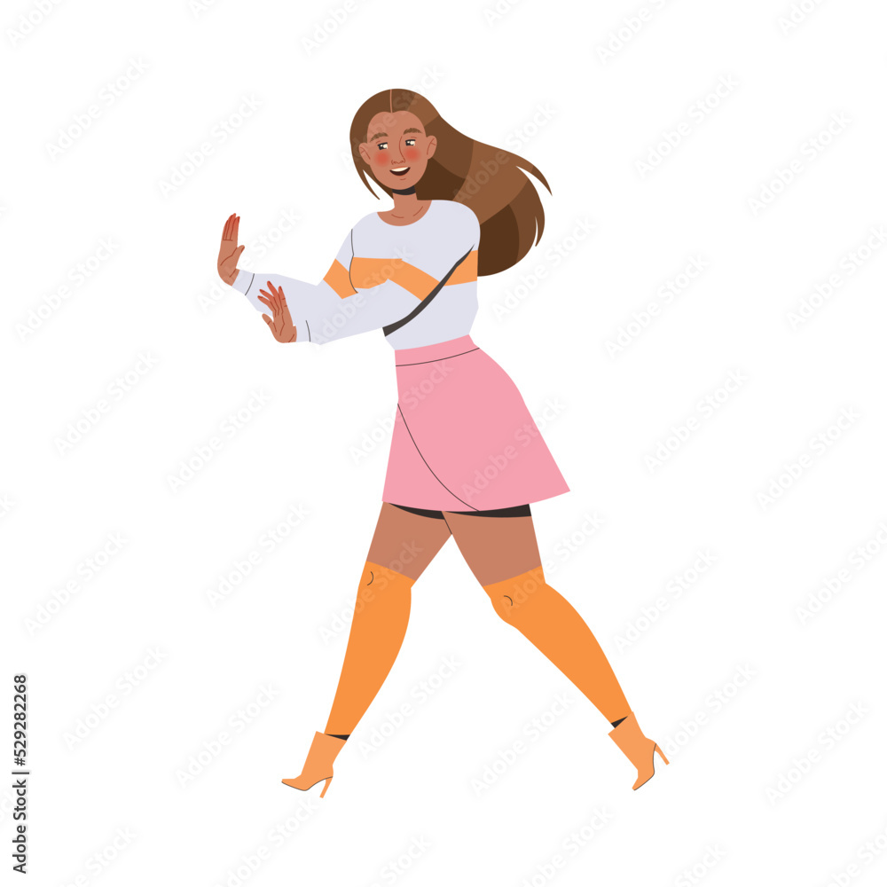 Woman Office Employee Supporting Somebody with Outstretched Hands Vector Illustration Woman Office Employee Supporting Somebody with Outstretched Hands Vector Illustration