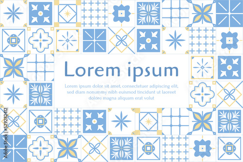 Traditional greek or mediterranean tiling pattern, vector abstract banner.