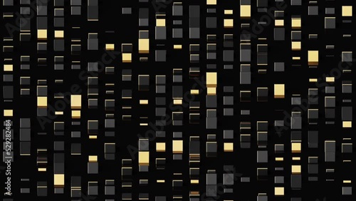 Digital modern abstract moving background of shimmering gold squares. Motion big data animation. Abstract binary data flow. Digital background animation loop.