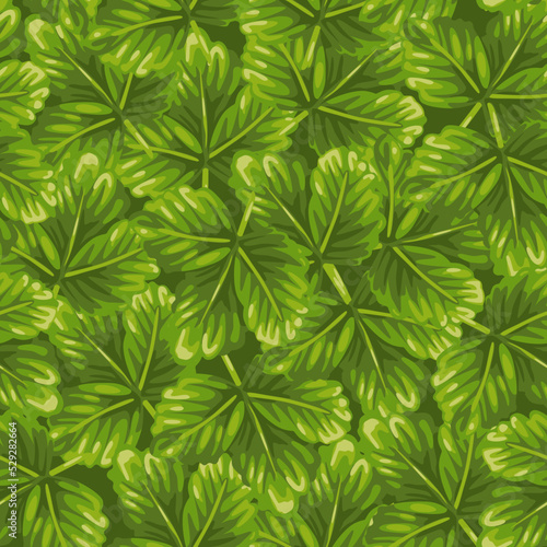 A pattern of bright green strawberry leaves (ID: 529282664)
