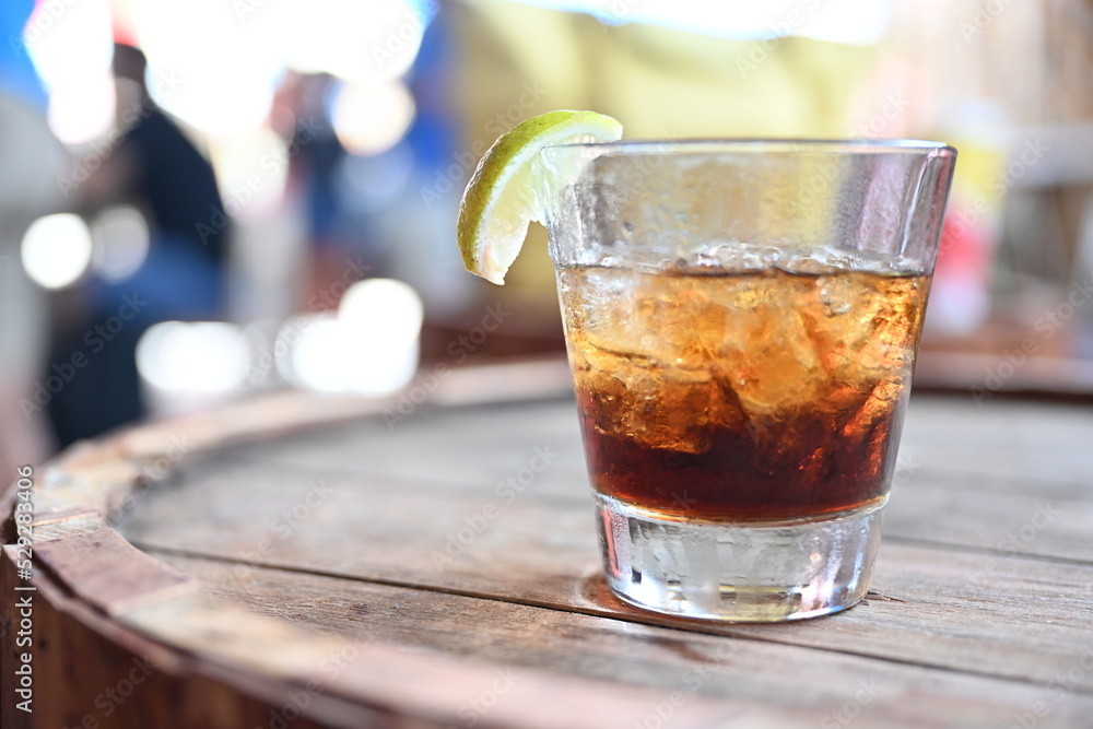 rum and cola drink beverage - obrazy, fototapety, plakaty 