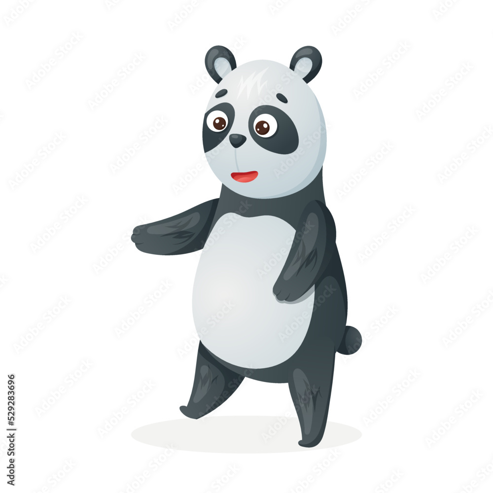 Cute baby panda standing, vector isolated cartoon illustration. Cute baby panda standing, vector isolated cartoon illustration.