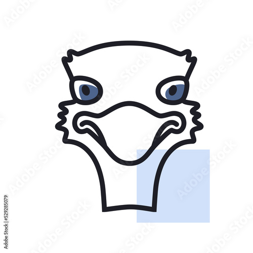 Ostrich icon. Animal head vector