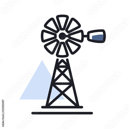 Wind pump vector isolated icon. Agriculture sign