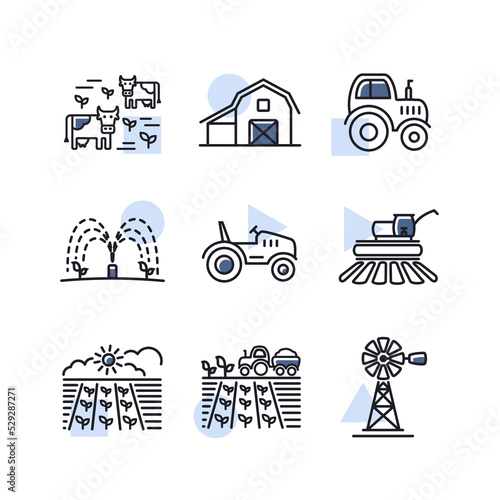 Farm Field icon set. Agriculture sign