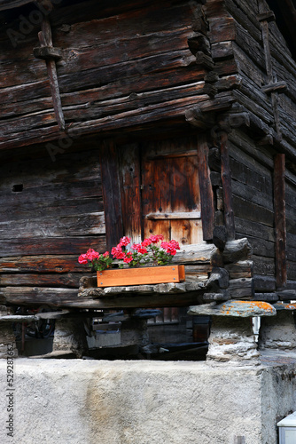 Traditional wooden architecture in Zermatt  Switzerland  Europe