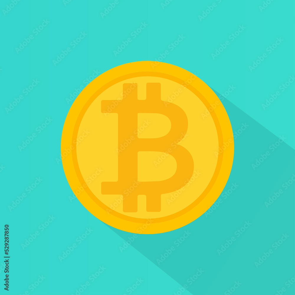 Gold coin on blue background with shadow. Vector illustration. Gold coin on blue background with shadow. Vector illustration.