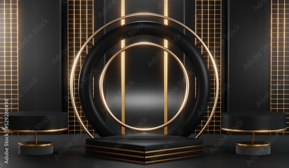 3D rendering of blank product background for cream cosmetics Modern black podium background 3D rendering of blank product background for cream cosmetics Modern black podium background