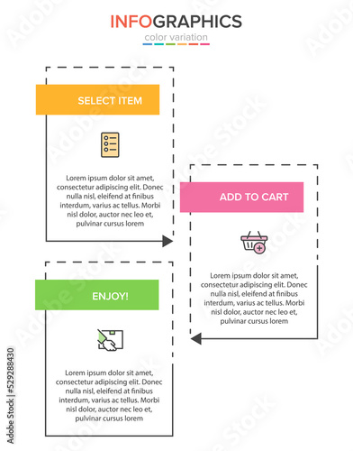 Vertical infographic design with icons and 3 options or steps. Thin line. Infographics business concept. Can be used for info graphics, flow charts, presentations, mobile web sites, printed materials.