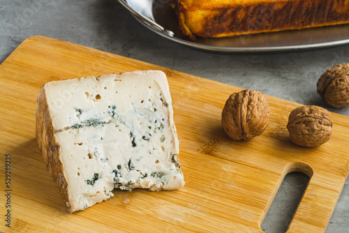Asturian cheese wedge with protected designation of origin Gamoneu