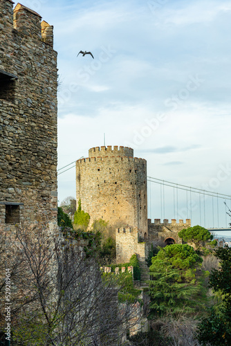 Rumeli Fortress in Istanbul, Turkey. Rumelihisari. Rumeli Hisari Bogazkesen Castle is a medieval fortress located in Istanbul, Turkey. photo