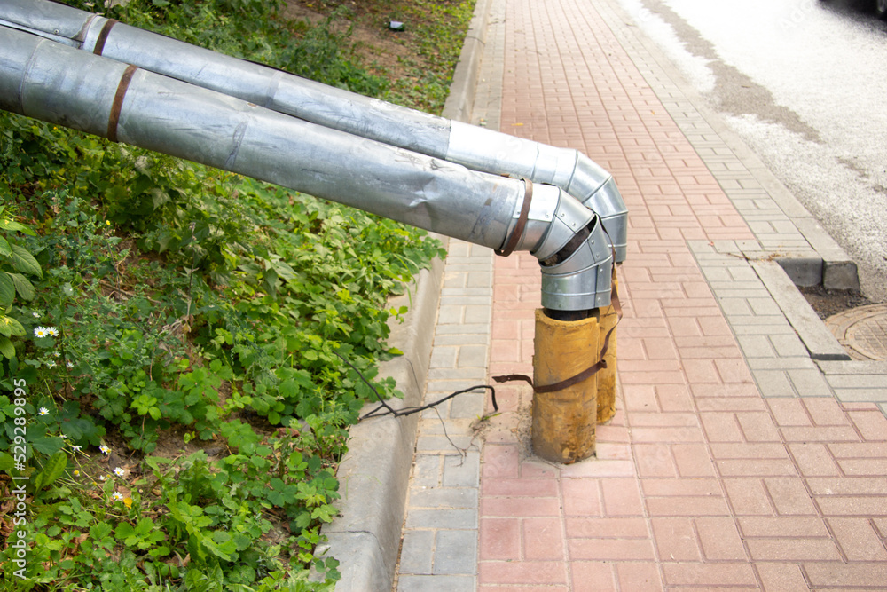 Metal pipes of the central water supply. Metal pipes of the central water supply.