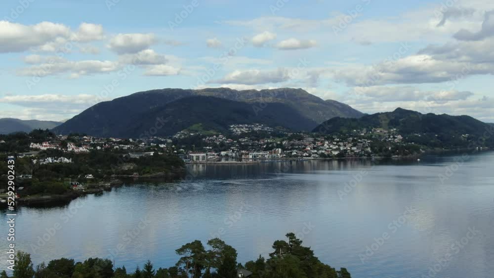 View of Os, from Ferstad, Bjørnafjorden, Norway View of Os, from Ferstad, Bjørnafjorden, Norway