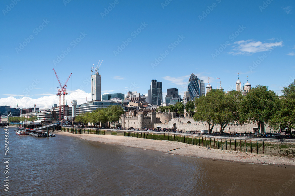 View of River Thames in London from Tower Bridge