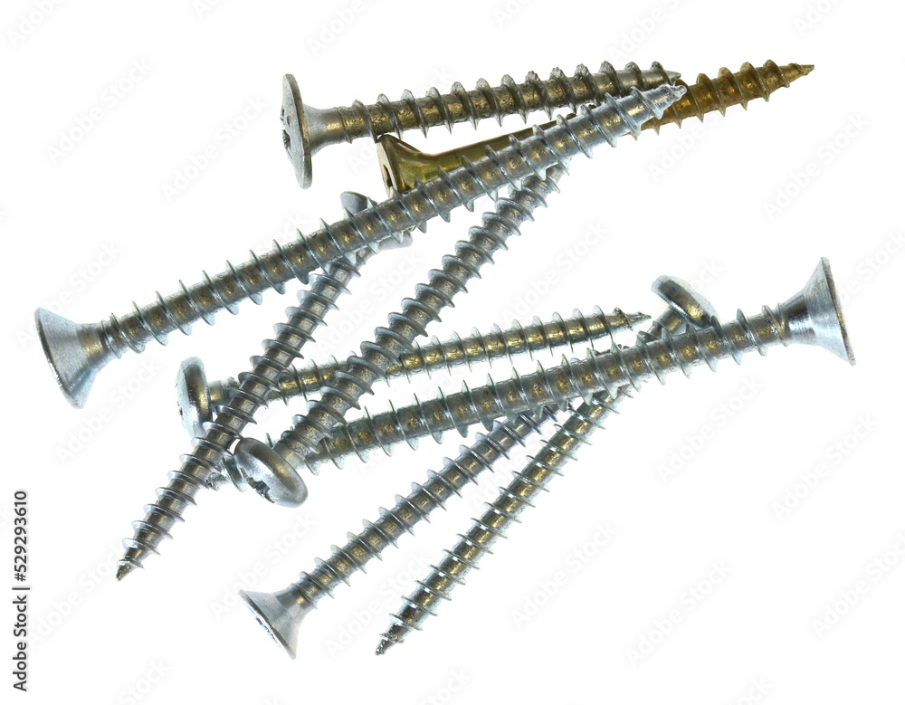 screws isolated on white - obrazy, fototapety, plakaty 