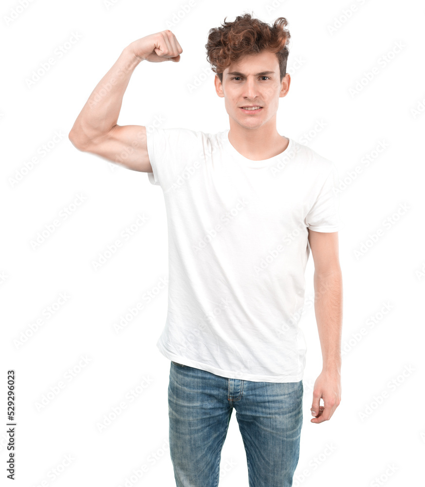 Confident young guy with a gesture of challenge Confident young guy with a gesture of challenge