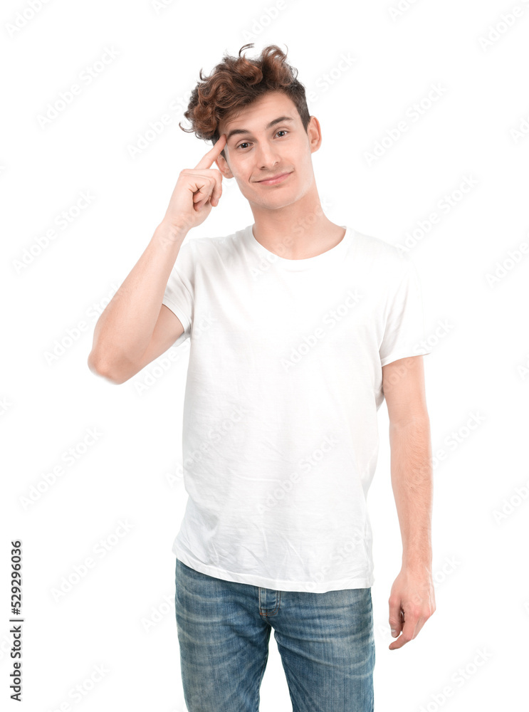 Young guy with a gesture of concentration Young guy with a gesture of concentration