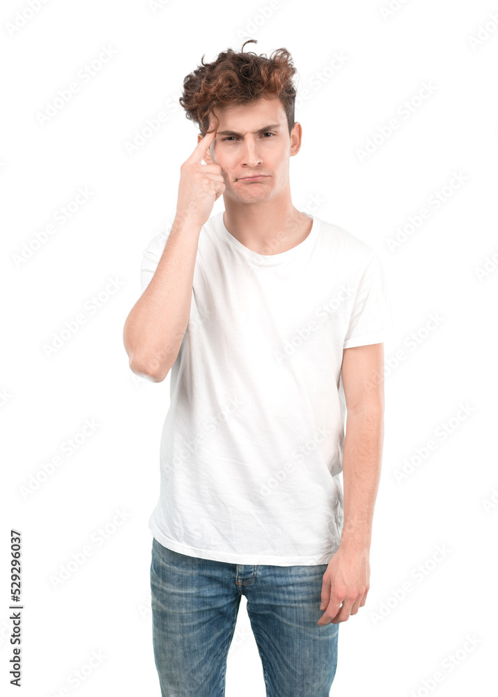 Young guy with a gesture of concentration Young guy with a gesture of concentration