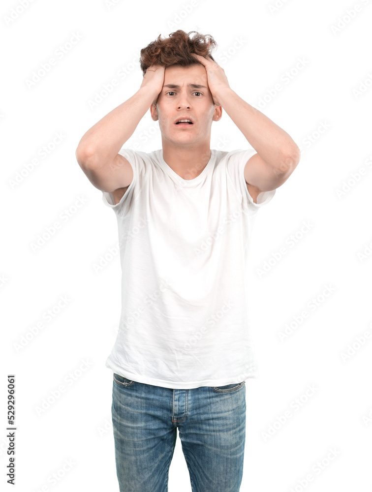 Young guy doing a gesture of depression Young guy doing a gesture of depression