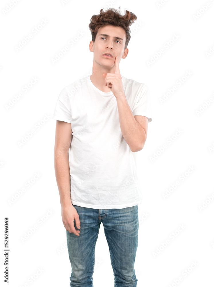 Serious young guy doubting Serious young guy doubting