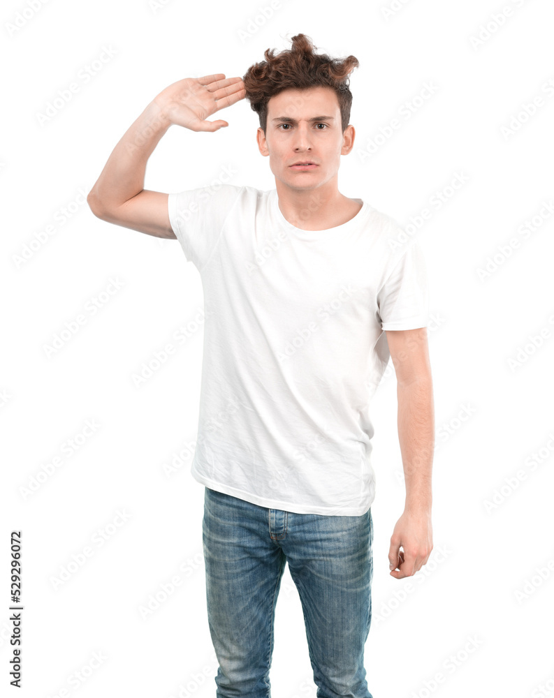 Young guy doing an angry gesture Young guy doing an angry gesture