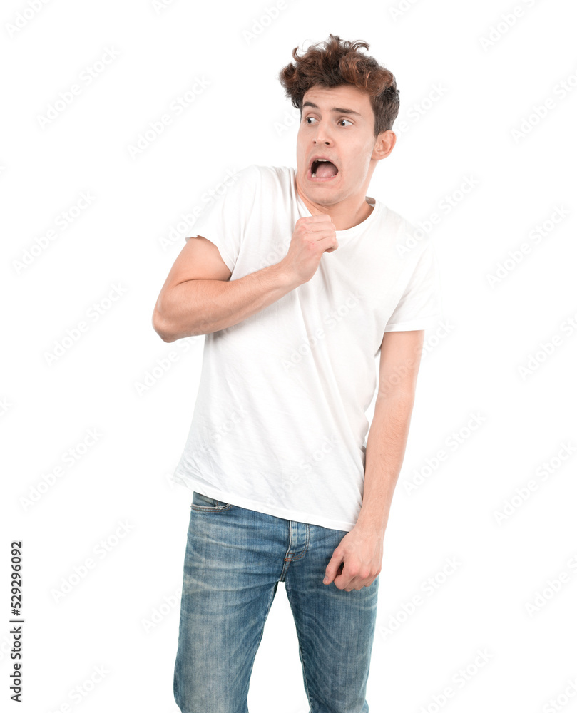 Fototapeta premium Scared young guy looking