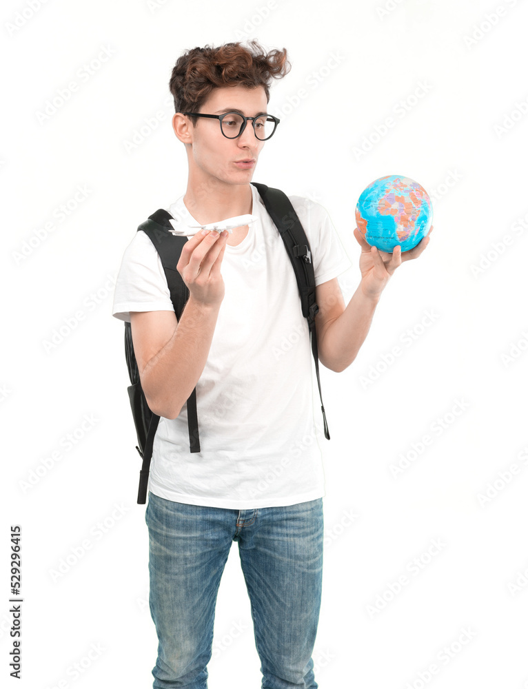 Fototapeta premium Concept of a young student who wants to travel