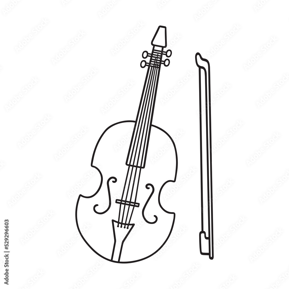 Hand drawn violin doodle. Musical instrument in sketch style. Vector illustration isolated on white background Hand drawn violin doodle. Musical instrument in sketch style. Vector illustration isolated on white background