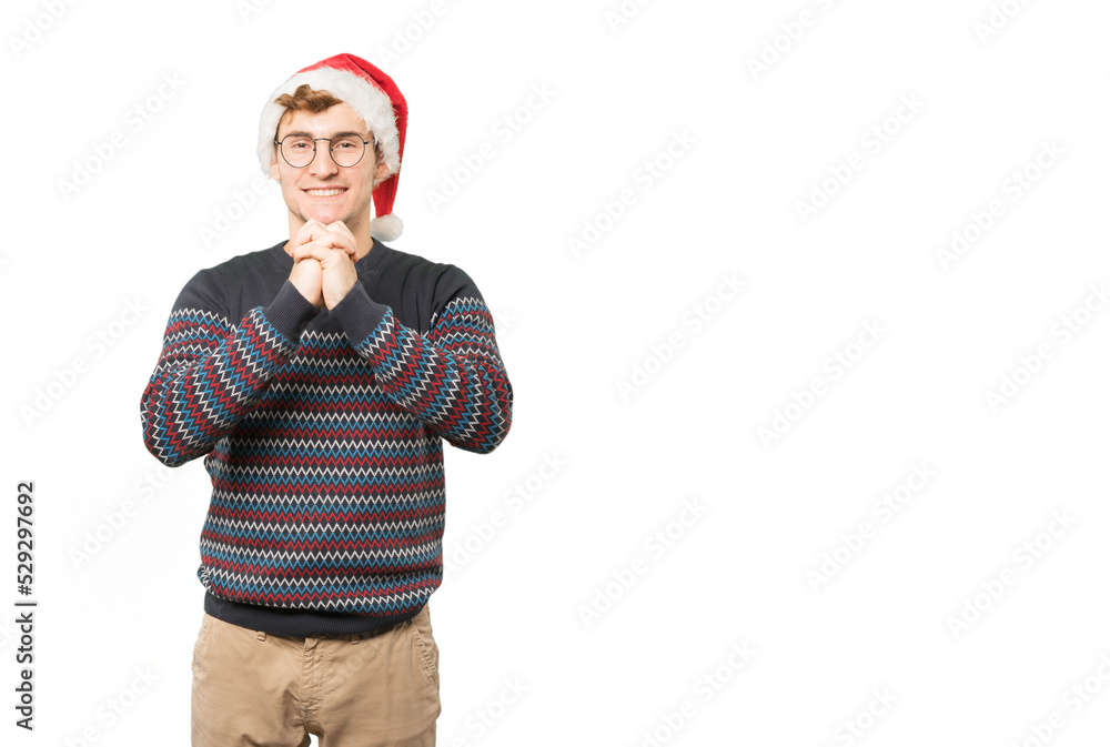 Naklejka premium Young man at Christmas doing gestures