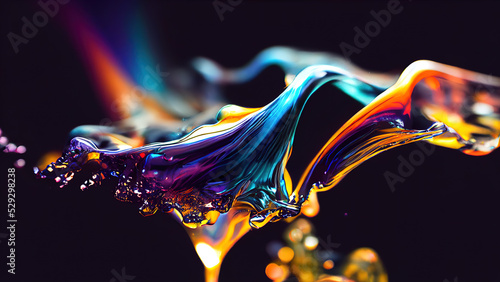 Colorful Paint in Motion. Composition of liquid paint pattern for projects on design, creativity and imagination to use as wallpaper for screens and devices