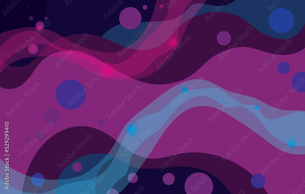 Fototapeta premium Cosmic design with colorful waves and stars, Vector illustration