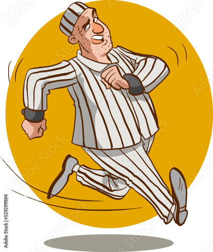 vector illustration of prisoner escaping from prison