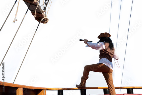 Canvas Print funny the pirate captain traveler  discoverer and explorer on the vintage pirate