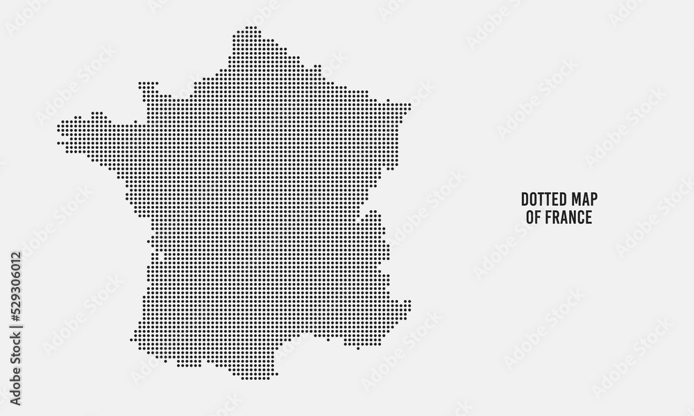 Dotted Map of France Vector Illustration with Light Background
