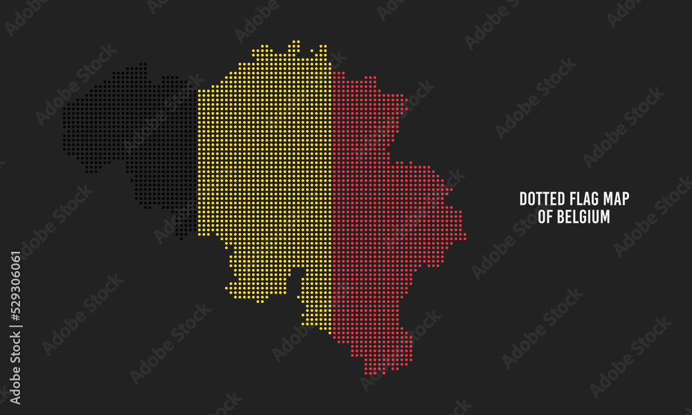 Dotted Flag Maps of Belgium Vector illustration on Dark Background