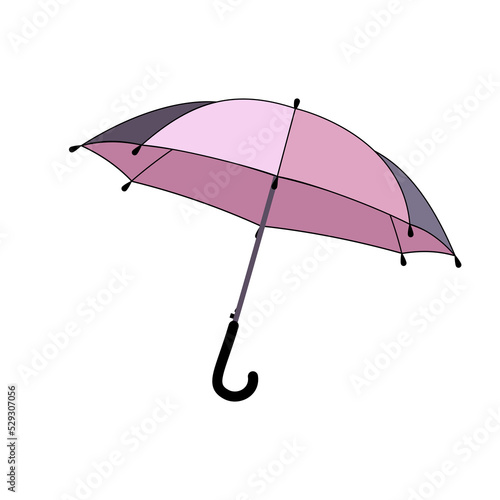 Pink umbrella in flat technique vector illustration 
