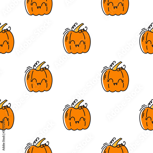 Pumpkins with emotions, on a white background, vector illustration