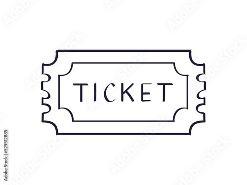 Cinema ticket doodle line sketch vector illustration