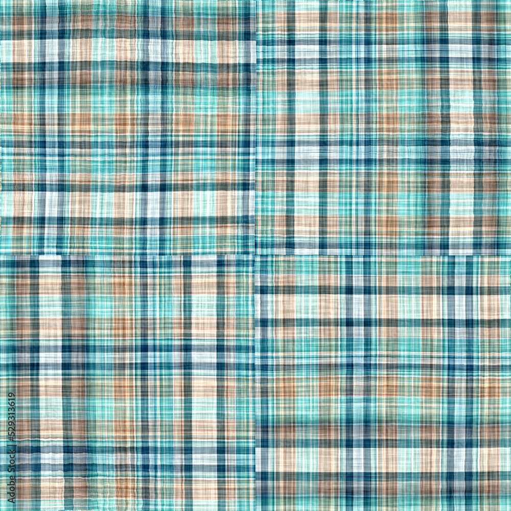 Teal rustic coastal beach house check fabric tile. Seamless sailor flannel textile gingham repeat swatch. Teal rustic coastal beach house check fabric tile. Seamless sailor flannel textile gingham repeat swatch.
