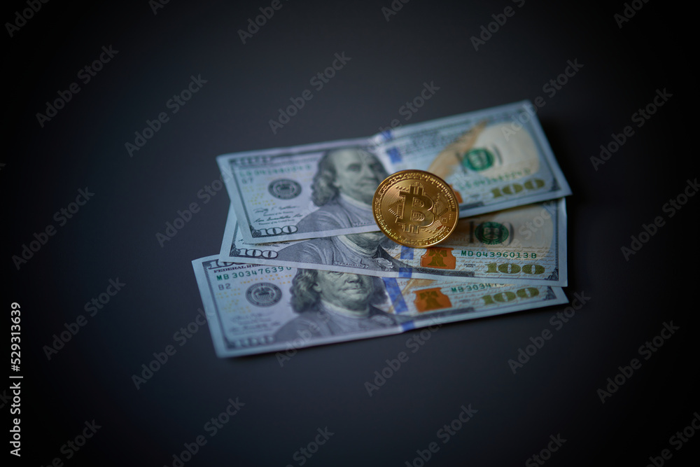 US Dollar and Digital money Bitcoin coin Put together. Concept of digital money is becoming a competitor in major currencies such as the dollar. US Dollar and Digital money Bitcoin coin Put together. Concept of digital money is becoming a competitor in major currencies such as the dollar.