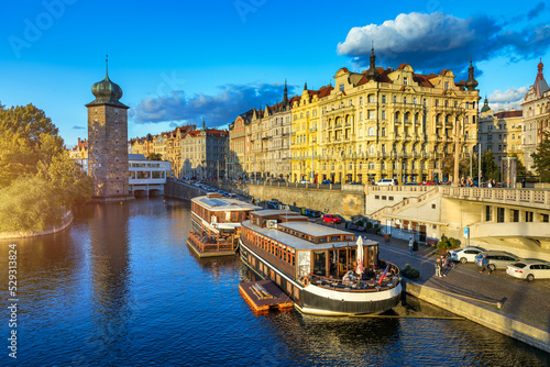 Charles Bridge sunset view of the Old Town pier architecture, Charles Bridge over Vltava river in Prague, Czechia. Old Town of Prague with Charles Bridge, Prague, Czech Republic.