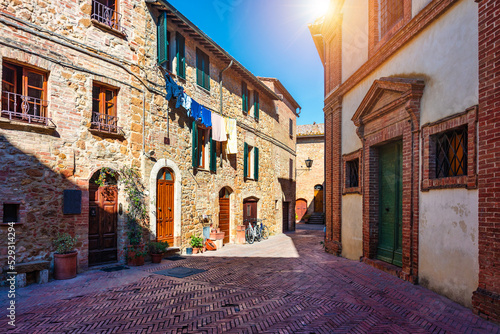 Pienza, a town in the province of Siena in Tuscany, Italy, Europe. Tuscany, Pienza italian medieval village. Siena, Italy. The small town of Pienza in Tuscany, Italy. © daliu