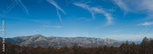 Mountain chain in front of a large forest