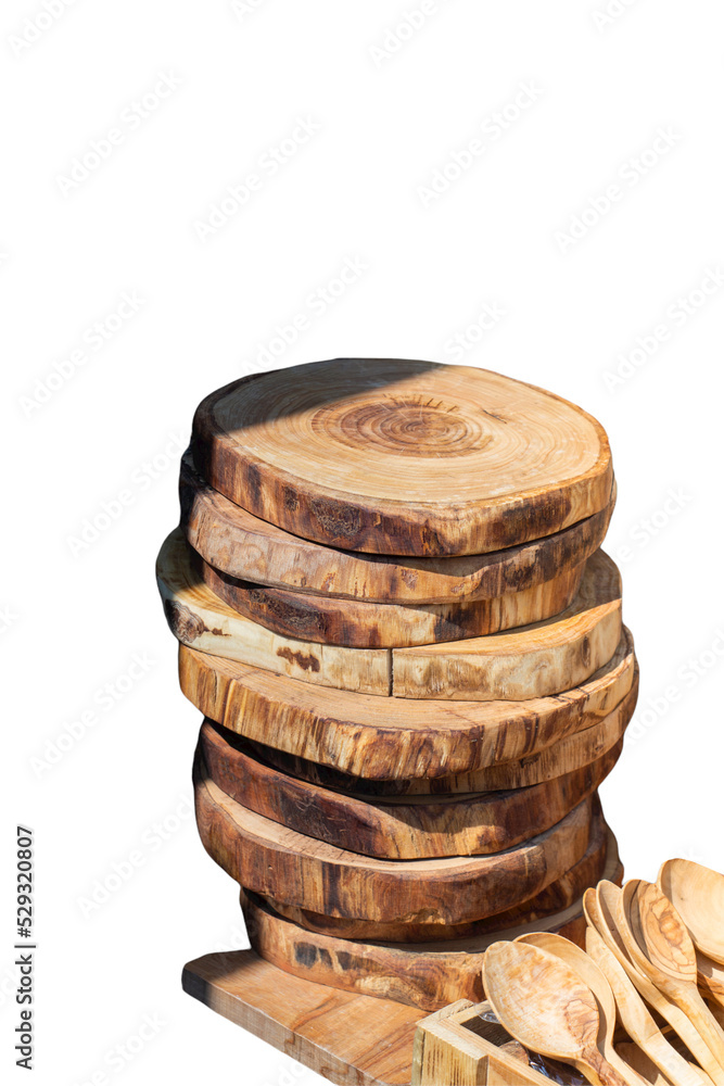Thinly cut wooden round pieces for decoration Thinly cut wooden round pieces for decoration