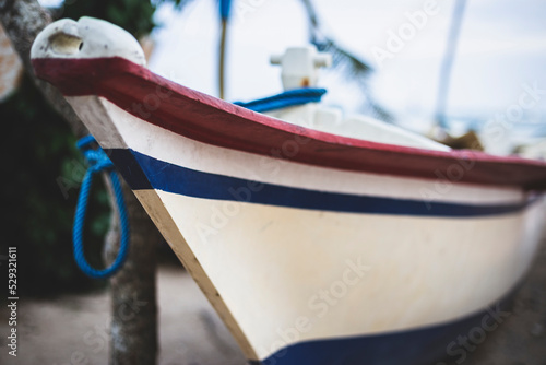 Bow of a Small Boat on a Beach in Bali, Indonesia